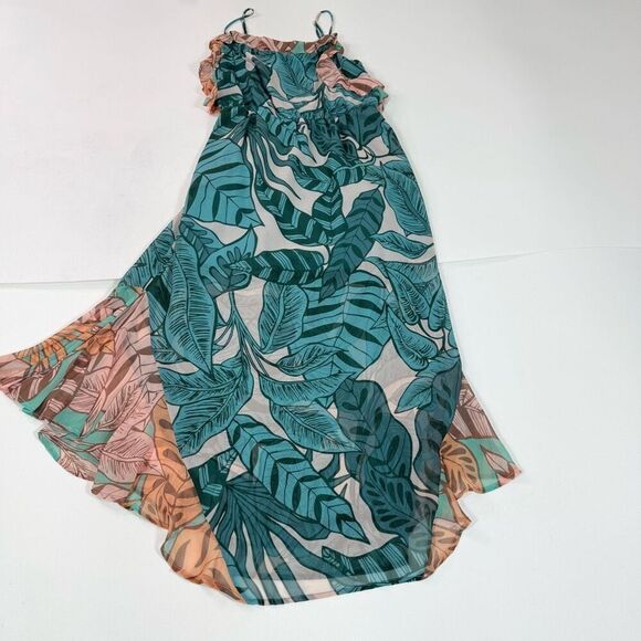 Farm Rio Maxi Dress Womens Large Ruffled Botanical Tropical Flowy New Resort - Picture 1 of 9